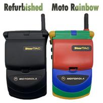 Atnaujintas Originalus Motorola StarTAC Vaivorykštės 500mAh Mobilusis Telefonas Palaiko Tik Anglų Kalbą su 1 SIM No charger juoda