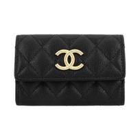 Chanel 23B Gold Buckle Quilted Caviar Leather Card Holder Women accessories Black AP3523-B13703-94305 Gift Set(Basic Set+Box+Shopping Bag)