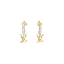 Louis Vuitton Logo Shaped Iconic Crystal Earrings Women earrings Gold M01732 F,Gold