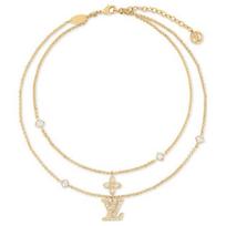 Louis Vuitton Floral Decoration Design Metal Imitation Crystal Necklace Women necklace Gold M01845 Basic Packaging-Dust Bag+Box