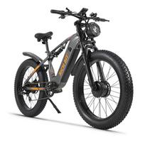 RICH BIT C01 Elektrinis kalnų dviratis, 48V 20AH baterija, pilna pakaba, Shimano 7 pavaros pilka