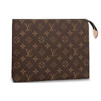 Louis Vuitton kosmetinė 26 Klasikinis monogramos drobės ir odos prausimosi krepšys Unisex krepšeliai Ruda M47542 Basic Set (Bag+Dust Bag)