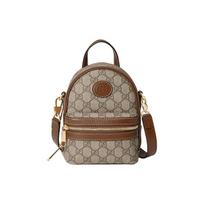 Gucci Vintažinis Logotipas Drobės Ir Odos Kuprinė Vyriška Kuprinė Smėlio Spalvos Ruda 725654-92TCG-8563 Basic Set (Bag+Dust Bag)