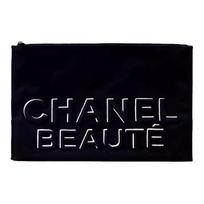 CHANEL BEAUTE Juodas siuvinėtas drobės maišelis Black