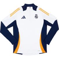 Adidas Real Madrid 2024-25 1/4 Zip Stand Collar Fashion Casual Sports Football Shirt Unisex Tops White IT5119 2XL