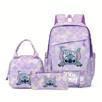 3 vnt. Lilo ir Stitch Angelės Kuprinė Vaikams Berniukams Mergaitėms Mokyklinė Kuprinė Pietų Dėžutė Pieštukinė A