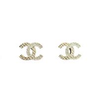 Chanel Classic Dvigubas C Logotipas Langeliu Cirkonio Akmenukai Metaliniai Kniediniai Auskarai Moteriški Auskarai Auksiniai ABB974-B14688-NS658 Box+Padding Board,F,Gold