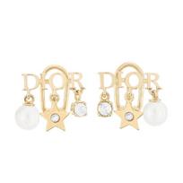 Dior White Pearl Crystal Logo Gold Clip 925 Silver Ear Clips Unisex ear clips E1680DVORS_D301 Basic Packaging-Dust Bag+Box
