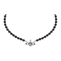 Vivienne Westwood Vienos eilės reljefinė chokerio juvelyrika Juodo onikso žalvario vėrinys Moteriškas vėrinys 63030019W270W270 Box