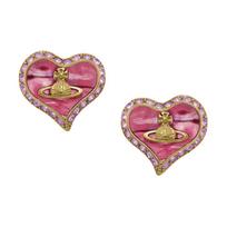 Vivienne Westwood Petra Irregular Heart Saturn Logo Earrings Women Earrings Gold Neon-Pink 8053195235148 Red