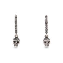 Alexander McQueen Vintage Stylish Unique Skull Pendant Design Earrings Women earrings Brass 550503J160Y-1177 Basic Packaging-Dust Bag+Box,F,Silver