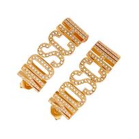 Moschino logotipas raidė kalnų krištolas metaliniai auskarai moteriški auskarai auksiniai AEF24171A91708434 F,Gold
