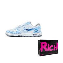 Nike Didysis Žirgo Metų Riboto Leidimo Atsparūs Trinčiai Kvėpuojantys Žemi Kateboardo Batai Unisex Balti Mėlyni 355152-106 39