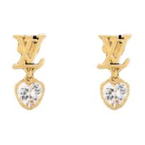 Louis Vuitton Iconic Heart Logo Design Metal Cubic Zirconia Earrings Unisex earrings Gold M02385 Basic Packaging-Dust Bag+Box