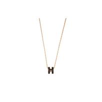 Hermes Mini Pop H Ikoniškas raidės papuošalas Karoliai Moteriški karoliai Rožinio aukso spalvos Juodi H147992FO03 Box+Shopping Bag