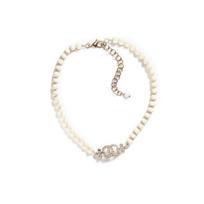 Chanel CC Logo Metal Necklace Women necklace White ABB293-B13554-NQ108 Box+Padding Board,F,White