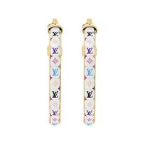 Louis Vuitton X Takashi Murakami Collaboration Logo Earrings Women earrings Gold White M03735 Basic Packaging-Dust Bag+Box