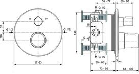 Ideal Standard Ceratherm T100 potinkinis termostatinis maišytuvas dušui ir voniai, išorinė dalis, chromas