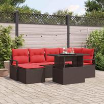 Sodo Sofų Rinkinys 7 pcs Ruda ir raudona Poli ratanas