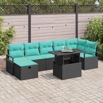 Sodo Sofų Rinkinys su pagalve 8 pcs Juoda Poli ratanas
