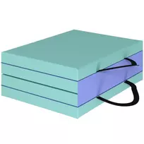 Sulankstomas treniruočių kilimėlis su rankena, sportinis kilimėlis jogai ir fitnesui, sintetinė danga, 180 x 60 x 5 cm, žalias + violetinis