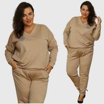 Medvilninis laisvalaikio komplektas moterims Fashion, rudas, XL/XXL