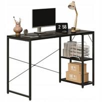 Kompiuterio stalas, loft stilius, juodas, modernus, elegantiškas, su lentynomis, industrial, 120 cm