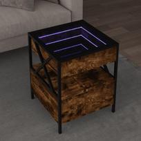 Kavos staliukas su infinity led lemputėmis, dūminis, 40x40x51cm