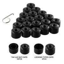 20 vnt. 17 mm ratų veržlių varžtų dangteliai Juodi dangteliai 16 T44 veržlių dangtelių ir 4 užrakinimo tipo dangteliai OEM 1K06011739B9 Skirti Golf MK4 MK5 MK6