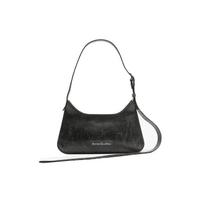 Acne Studios Platt Serija Reguliuojama Rankena Logotipo Pleistras Užtrauktukas Skilusi Oda Parduotuvės Rankinė Peties Rankinė Moteriškos rankinės Juoda A10351-900 Basic Set (Bag+Dust Bag)