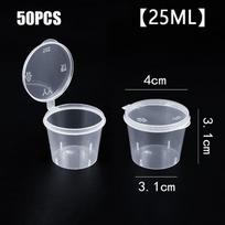 50 vnt. vienkartiniai su atlenkiamais dangteliais Plastikiniai indeliai Maisto dėžutė 25/30/40 ml išsinešimui skirto padažo puodelių paletė 25ml