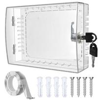 Large Clear Thermostat Lock Box with Key Set Lockable Transparent Guard Cover for Wall Mounted Thermostats Protector 1