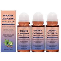 Organic Golden Castor Oil Roll-On with Rose Quartz, Pure for Skin, Brows & Lashes Growth, Cold-Pressed, Hexane-Free, 50ml