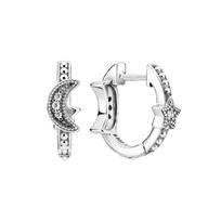 Pandora Naujo Mėnulio ir Šviečiančios Žvaigždės Pakabukas Auskarai Kablys Moteriški auskarai Sidabriniai 299152C01 Box