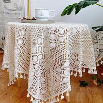 Rankų darbo nertas stačiakampis staltiesė pietų stalo užvalkalas medvilnės nėriniai Obrus Tafelkleed Mantel Mesa Nappe Namų dekoras 65x65cm kreminė