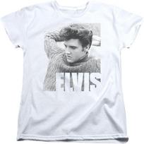 Elvis Presley - Moteriški atpalaiduojantys marškinėliai S balta