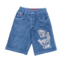 LUXEON Hip Hop Retro Denim Shorts Y2k Blue Wash Wide Leg Straight Work Pants Men Women Streetwear Jorts Clothing S