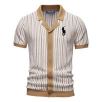 MINISO Polo Ralph Lauren Pavasario/Vasaros Arkliuko Siuvinėjimo Naujas Moteriškas Trumpomis Rankovėmis Megztas Polo Dryžuotas Madingas Verslo Polo Marškinėlis S