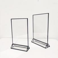 Juodo krašto akrilinis ištraukiamas stalo kortelės stovas: Individualus Vestuvių, Meniu ir Reklamos Stovas Black Vertical 4x6 inches (1.5mm thick)