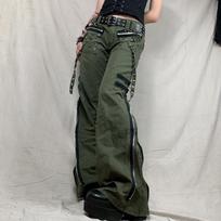 Bandage Low Waist Cargo Kelnės Gothic Punk Baggy Retro Kawaii Kelnės Grunge Green Užtrauktuku Džinsai Moteriškos korėjietiškos sportinės kelnės L armijos žalia spalva