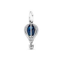 Pandora mėlynas karšto oro baliono kelionės pakabukas moterims, sidabrinis 798064NMB Box,Blue