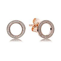 Pandora Amžinai Apvalūs Auskarai Moteriški Auskarai Rožinio Aukso 280585CZ Box