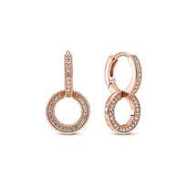 Pandora Švytintys dvigubi žiedai Lydinio auskarai Moteriški auskarai 289052C01 Box,F,Rose Gold