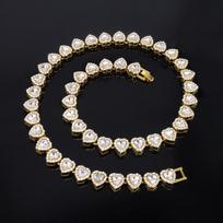 Ledinis Širdies Teniso Grandinėlės Karoliai, 18K Paauksuota Kubinio Cirkonio Širdelės Grandinėlė, Hip Hop Bling Širdies Choker Karoliai Vyrams Moterims (10-70cm) 18cm (bracelet)