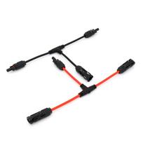 Saulės baterijų jungtys 30A 1000V dvigubi fotovoltinės vielos skirstytuvai 6mm² ilginamojo kabelio pora energijos sistemoms juoda
