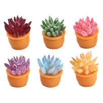 6Pcs/Set Succulent Miniature Fade-resistant Easy Care PVC Fairy Garden Artificial Succulent for Outdoor