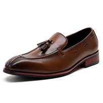 Minkšti gatvės stiliaus vyriški kutuoti slip-on odiniai batai, vyriški laisvalaikio batai, madinga avalynė, laisvalaikiui, vaikščiojimui, vairavimui, plokščiapadžiai, mokasinai 38 ruda