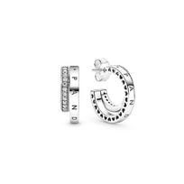 Pandora 925 Sidabro Pavé Dvigubo Žiedo Auskarai Moteriški auskarai 299056C01 Box