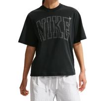 Nike Sportswear Classics Strass Patogūs Medvilniniai Įprasti Marškinėliai Moteriški viršutiniai drabužiai IR7839-010 S black