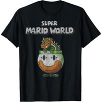 Super Mario Bowser Pixel Poster T-Shirt S juoda